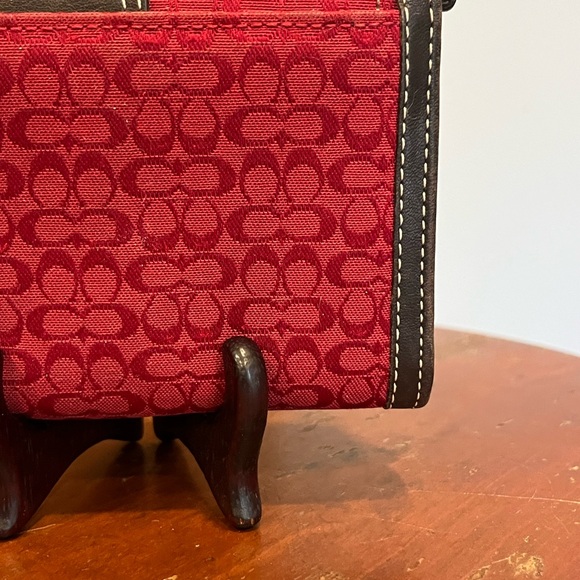 Coach Red Signature Soho Buckle Wallet Rare Colorway Leather Trim Vintage Y2K - Picture 6 of 16